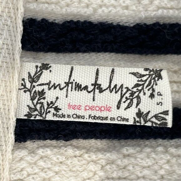 FREE PEOPLE Come On Over Striped Tunic Dress Pockets Beach Small Cotton Sweater - Picture 3 of 10